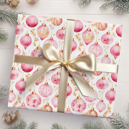 Weihnachtsschmuck in Rosa und Gold Geschenkpapier