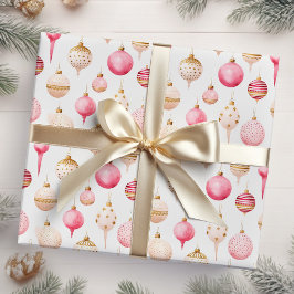 Weihnachtsschmuck in Rosa und Gold Geschenkpapier