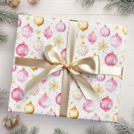 Weihnachtsschmuck in Rosa und Gold Geschenkpapier