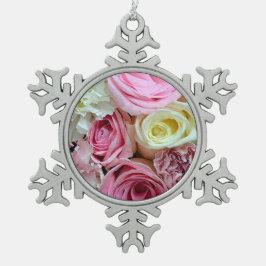Weihnachtsschmuck in Rosa und Weiß Schneeflocken Zinn-Ornament
