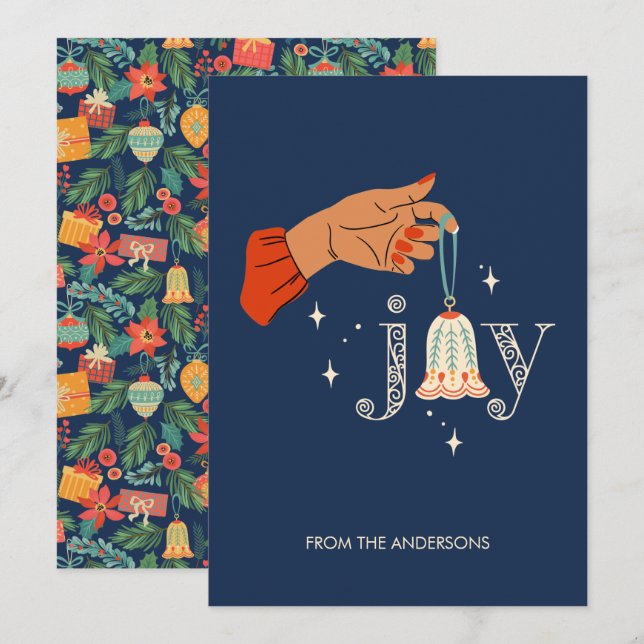 Weihnachtsschmuck Joy Holiday Card Feiertagskarte (Vorne/Hinten)
