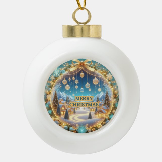Weihnachtsschmuck Keramik Kugel-Ornament (Vorderseite)