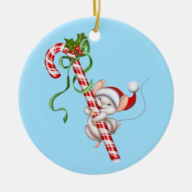 Weihnachtsschmuck - Keramik Santa Mouse (Vorne)