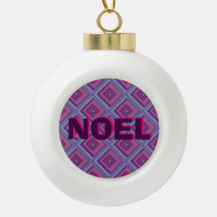 Weihnachtsschmuck lila Diamantenmuster Keramik Kugel-Ornament