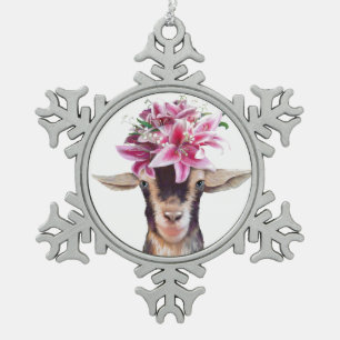 Weihnachtsschmuck Lily die Ziege Schneeflocken Zinn-Ornament