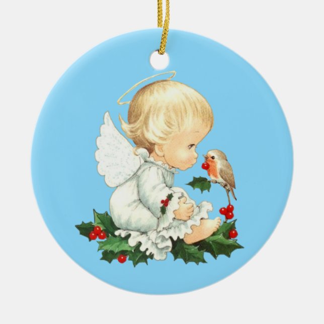 Weihnachtsschmuck-Little Angel Keramik Ornament (Vorne)