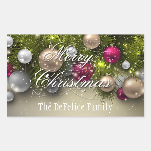 Weihnachtsschmuck Mehrfarbigkeit Rechteckiger Aufkleber (Vorderseite)