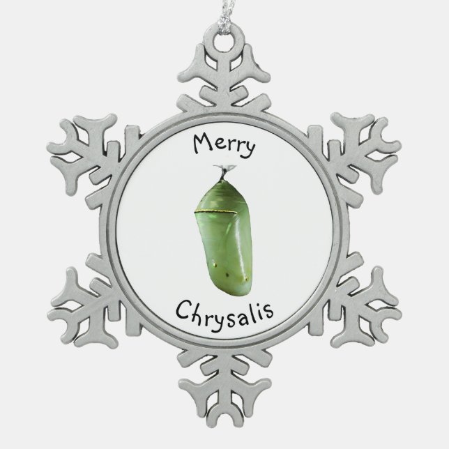 Weihnachtsschmuck Merry Chrysalis Schneeflocken Zinn-Ornament (Vorderseite)