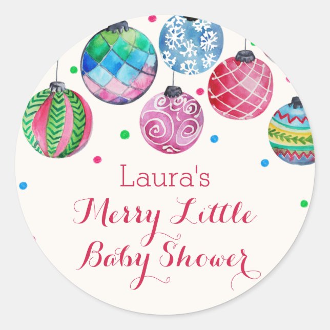 Weihnachtsschmuck Merry Little Baby Shower Runder Aufkleber (Vorderseite)