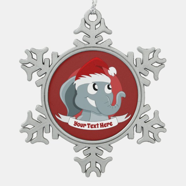 Weihnachtsschmuck mit Elefant des niedlichen Carto Schneeflocken Zinn-Ornament (Vorderseite)