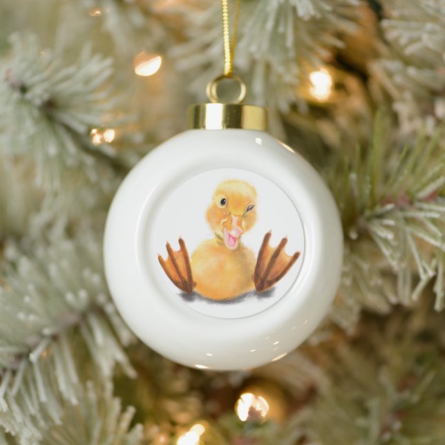 Weihnachtsschmuck mit Happy Playful Duck Keramik Kugel-Ornament (Baum)
