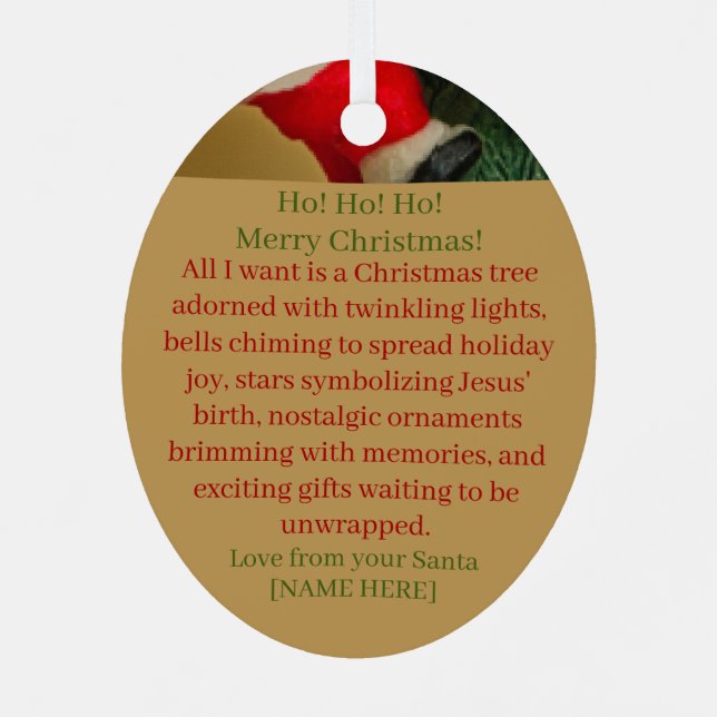 Weihnachtsschmuck mit Personalisiertem Wunsch (Rückseite)
