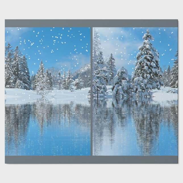 Weihnachtsschmuck mit Schnee Geschenkpapier (Saum)