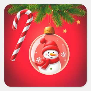 Weihnachtsschmuck mit Snowman Quadratischer Aufkleber