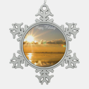 Weihnachtsschmuck mit Winterstrand Schneeflocken Zinn-Ornament