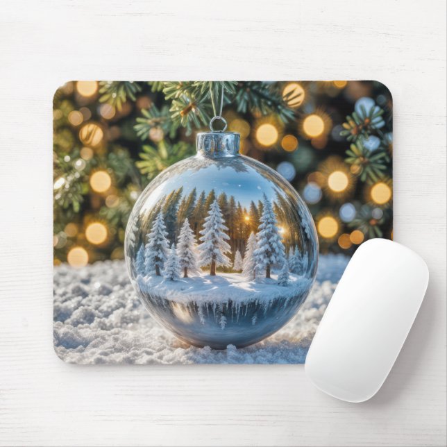 Weihnachtsschmuck mit Winterwaldlandschaft Mousepad (Mit Mouse)