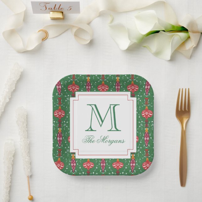 Weihnachtsschmuck Monogram Pappteller (Hochzeit)