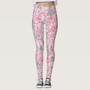 Weihnachtsschmuck Muster 02 L Pink BG Leggings