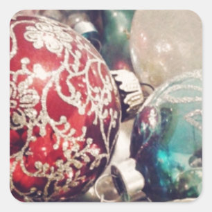 Weihnachtsschmuck noch Leben Quadratischer Aufkleber