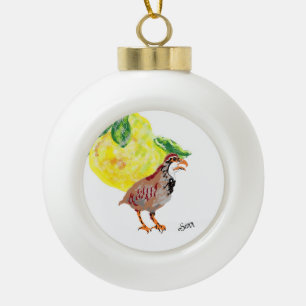 Weihnachtsschmuck : Partridge an Birne Tree . Keramik Kugel-Ornament