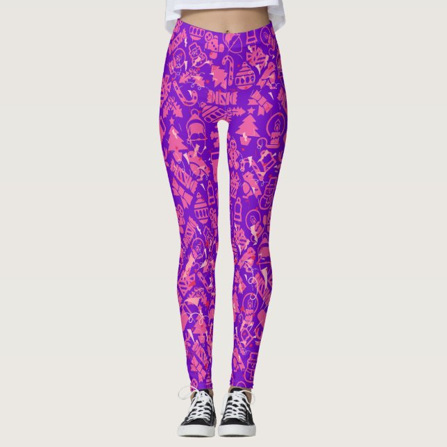 Weihnachtsschmuck pattern.pink.07 B Lila BG Leggings (Vorderseite)