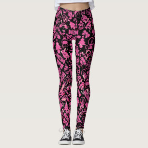 Weihnachtsschmuck pattern.pink.07 Black BG Leggings