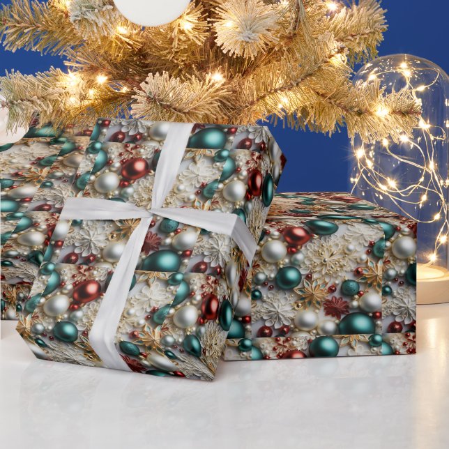 Weihnachtsschmuck Perlen Gold Rote Perlen Geschenkpapier (Feiertage)