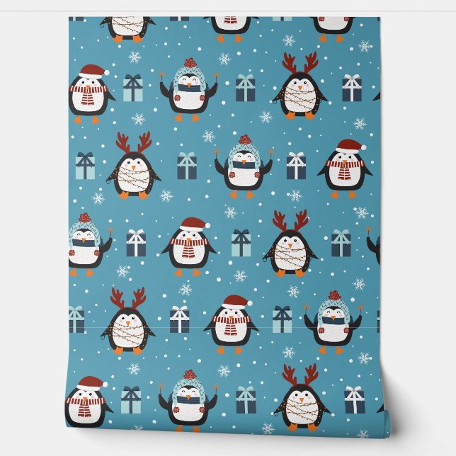 Weihnachtsschmuck Pinguin Tapete (Abrollen)
