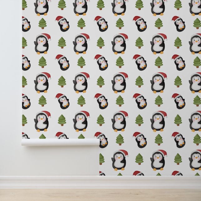Weihnachtsschmuck-Pinguine Tapete (Anwendung)