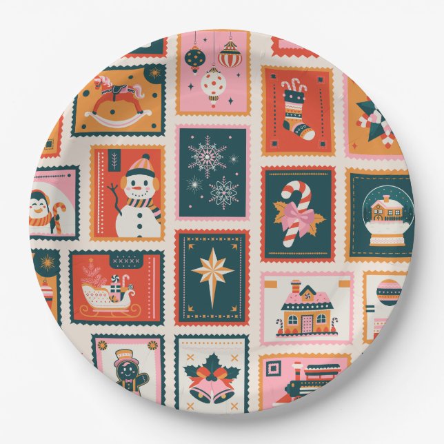 Weihnachtsschmuck-Postkarten Pappteller (Vorderseite)