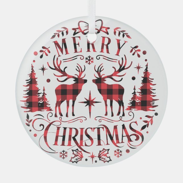 Weihnachtsschmuck, Rentiere Weihnachtsbaumen Ornament Aus Glas (Vorderseite)