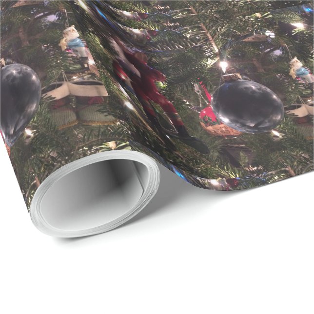 Weihnachtsschmuck Rocking Horse Tree Geschenkpapier (Rolleneckpunkt)