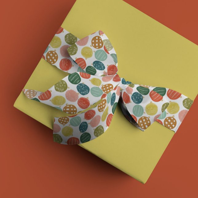 Weihnachtsschmuck Satinband (Watercolor Christmas ornament baubles festive holiday ribbon.)