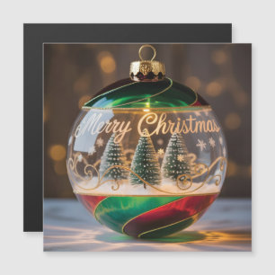 Weihnachtsschmuck Schneekugel mit kleinem Baum Magnetkarte