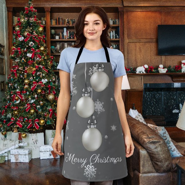 Weihnachtsschmuck Schürze (Silver Christmas Ornaments Apron)