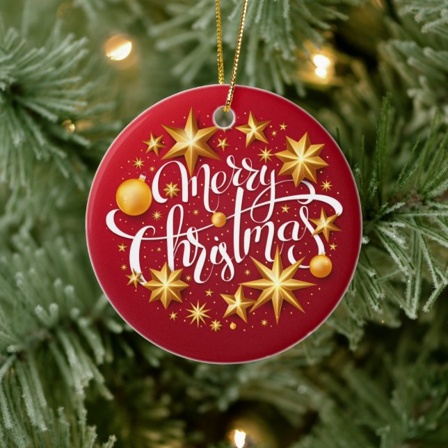 Weihnachtsschmuck Sparking Star Typografy Red (Baum)