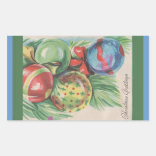 Weihnachtsschmuck-Sticker aus den 1940er Jahren Rechteckiger Aufkleber