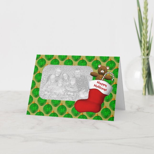 Weihnachtsschmuck Strumpf Urlaub Fotokarte Feiertagskarte (Vorderseite)