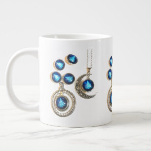 Weihnachtsschmuck Tree blau schwarzer heller Mond Jumbo-Tasse