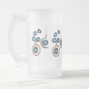 Weihnachtsschmuck Tree blau schwarzer heller Mond Mattglas Bierglas