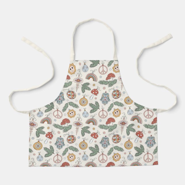 Weihnachtsschmuck und Friedenszeichen Schürze (Vorderseite)