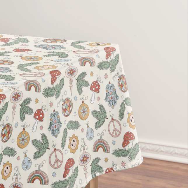 Weihnachtsschmuck und Friedenszeichen Tischdecke (Beispiel)