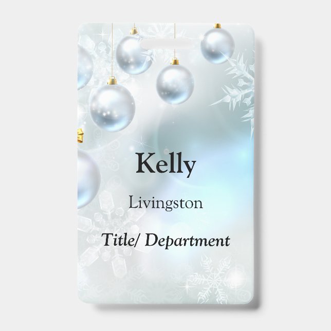 Weihnachtsschmuck und Schneeflocken Ausweis (Front)