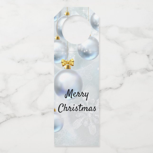 Weihnachtsschmuck und Schneeflocken Flaschenanhänger (Vorderseite)