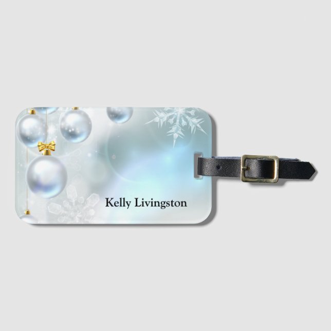 Weihnachtsschmuck und Schneeflocken Gepäckanhänger (Vorderseite (Horizontal))