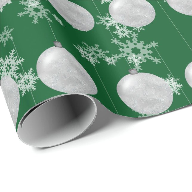 Weihnachtsschmuck und Schneeflocken Geschenkpapier (Rolleneckpunkt)