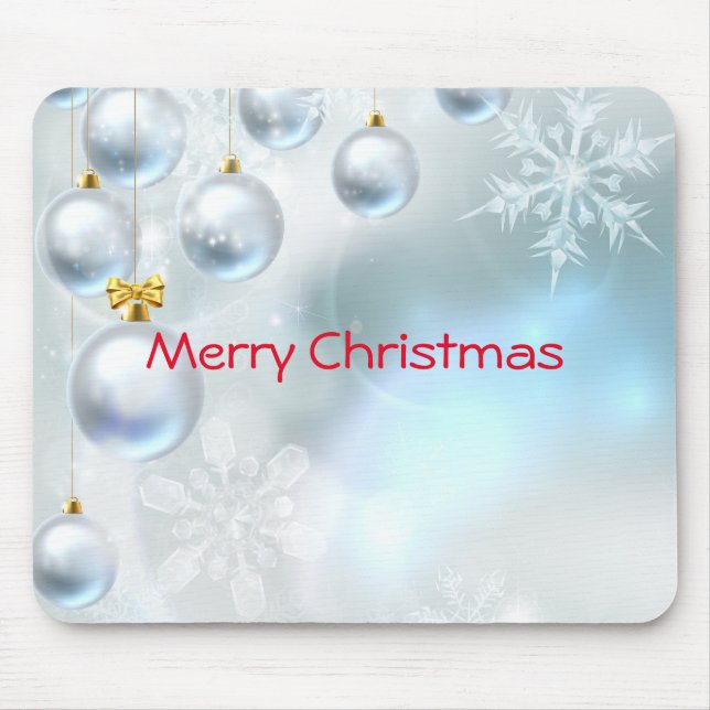 Weihnachtsschmuck und Schneeflocken Mousepad (Vorne)