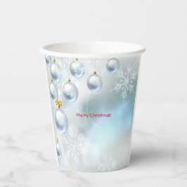 Weihnachtsschmuck und Schneeflocken Pappbecher