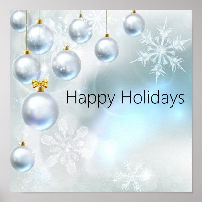 Weihnachtsschmuck und Schneeflocken Poster (Vorne)