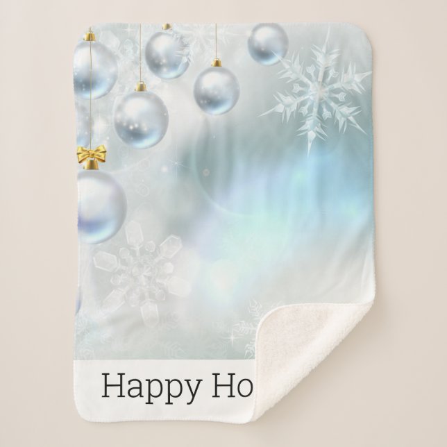 Weihnachtsschmuck und Schneeflocken Sherpadecke (Vorderseite)